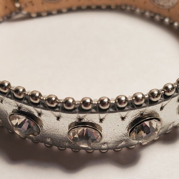 Vintage Adjustable Silver & Rhinestone Bracelet - Picture 3 of 4